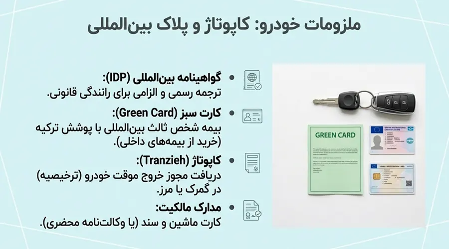 ملزومات خودرو برای سفر زمینی از اصفهان به وان ترکیه